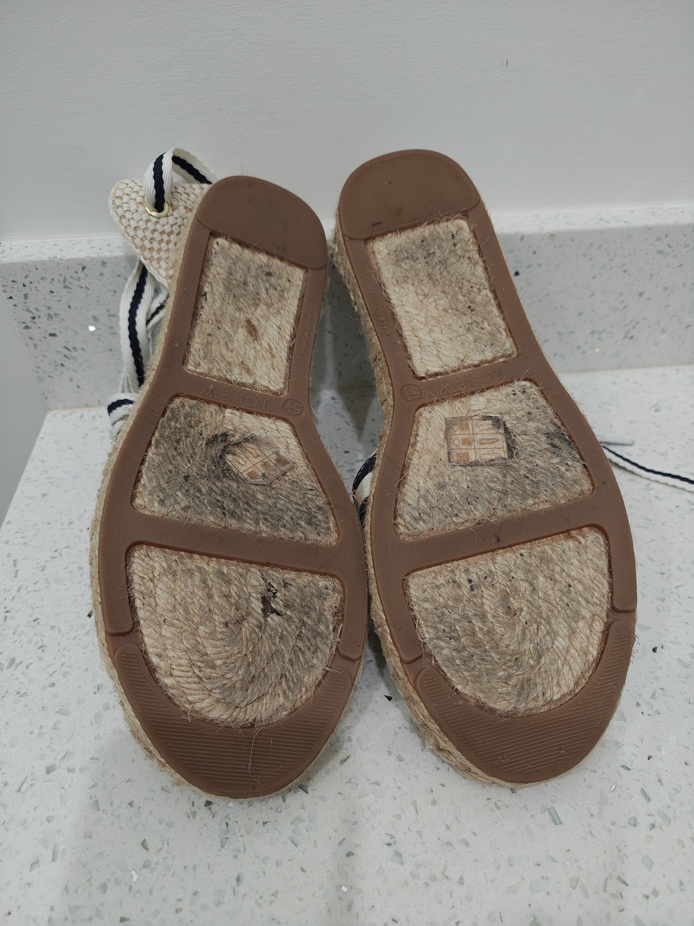 J. Crew Black and White Striped Ankle-Tie Espadrilles - Picture 6 of 7